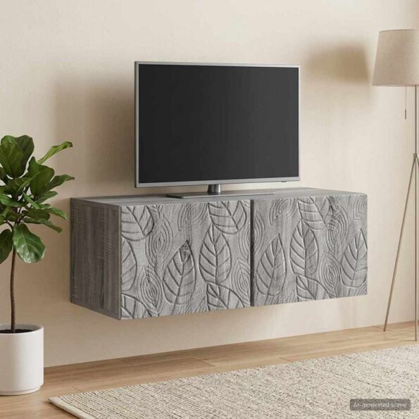 vidaXL Nástenná TV skrinka 98 x 41 x 30 cm Sivý Sonoma – Obrázok 3