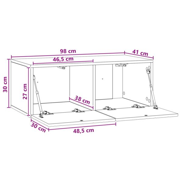 vidaXL Nástenná TV skrinka 98 x 41 x 30 cm Sivý Sonoma – Obrázok 9