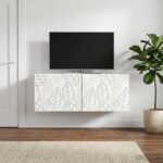 vidaXL Nástenná TV skrinka 98 x 31 cm Biela Kompozitné drevo Nástenný