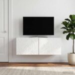 vidaXL Nástenná TV skrinka 98 x 31 cm Biela s vysokým leskom – Obrázok 3
