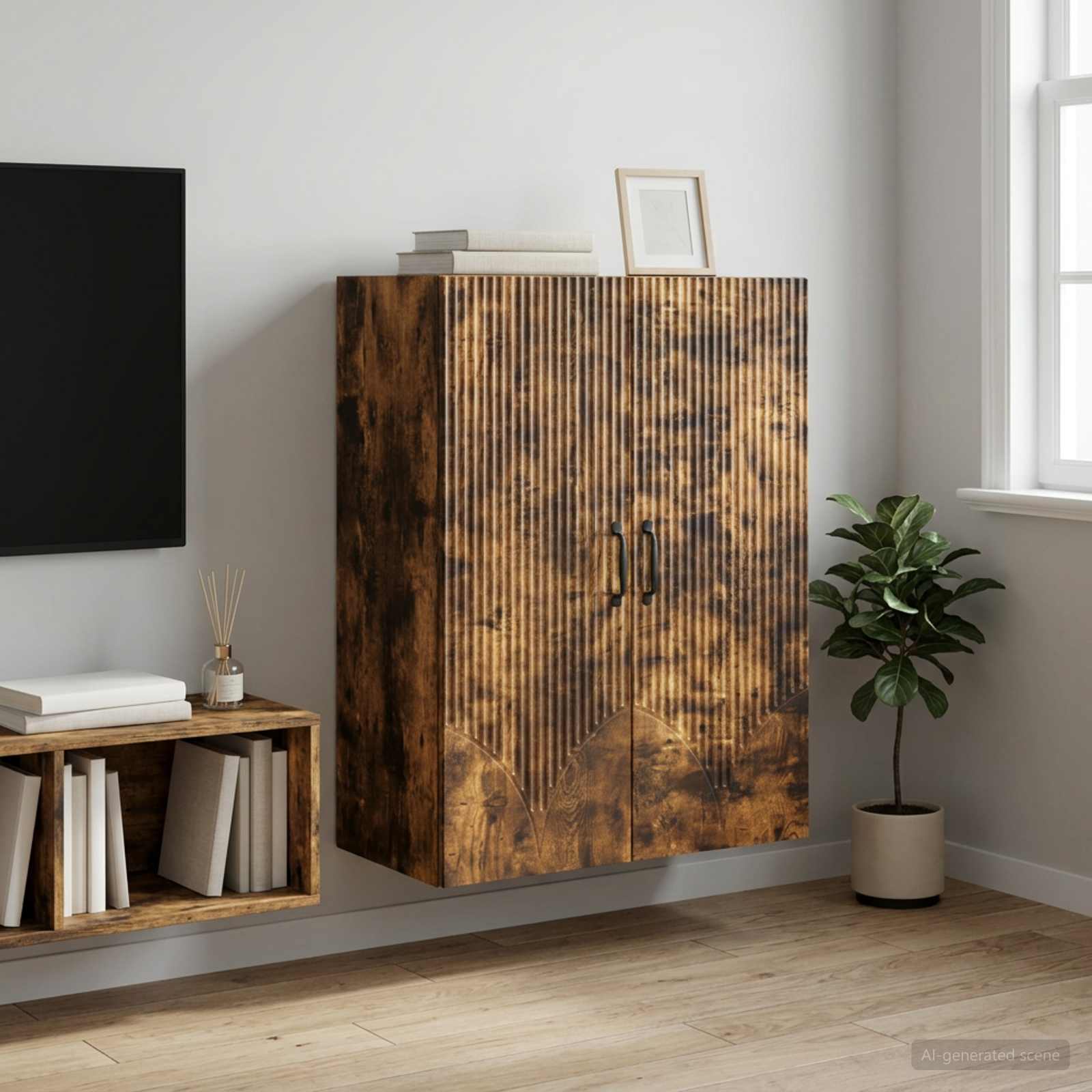 898910_1.jpg vidaXL Nástenná skrinka Dymový dub 66 x 34,5 x 90 cm Kompozitné drevo – Obrázok 1