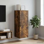 vidaXL Nástenná skrinka Dymový dub 33 x 34,5 x 90 cm Kompozitné drevo – Obrázok 9