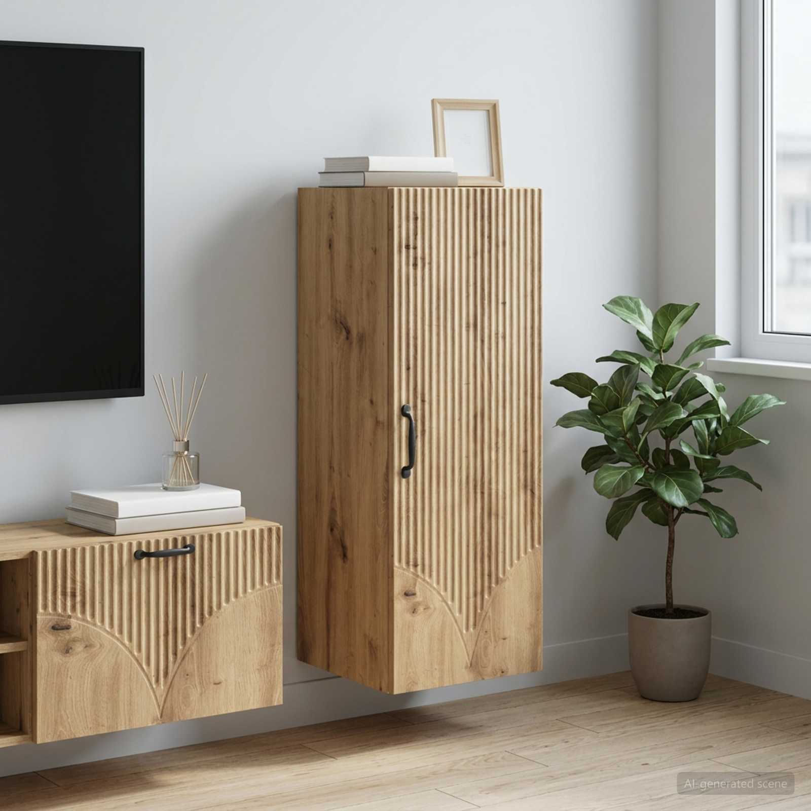 898934_1.jpg vidaXL Nástenná skrinka Dub artisan 33 x 34,5 x 90 cm Kompozitné drevo – Obrázok 1