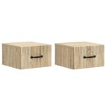 vidaXL Nástenná nočná skrinka 2 pcs Dub sonoma 34,5 x 33 x 20 cm