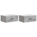 vidaXL Nástenná nočná skrinka 2 pcs Betónovo sivá 49 x 34,5 x 20 cm