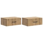 vidaXL Nástenná nočná skrinka 2 pcs Dub artisan 49 x 34,5 x 20 cm