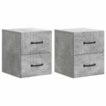 vidaXL Nástenná nočná skrinka 2 pcs Betónovo sivá 34,5 x 33 x 40 cm