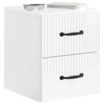 vidaXL Nástenná nočná skrinka Biela s vysokým leskom 34,5 x 33 x 40 cm – Obrázok 2
