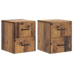 vidaXL Nástenná nočná skrinka 2 pcs Staré drevo 34,5 x 33 x 40 cm