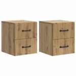 vidaXL Nástenná nočná skrinka 2 pcs Dub artisan 34,5 x 33 x 40 cm