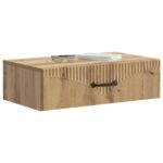 vidaXL Nástenný bočný stôl Dub artisan 59 x 34,5 x 17 cm – Obrázok 2