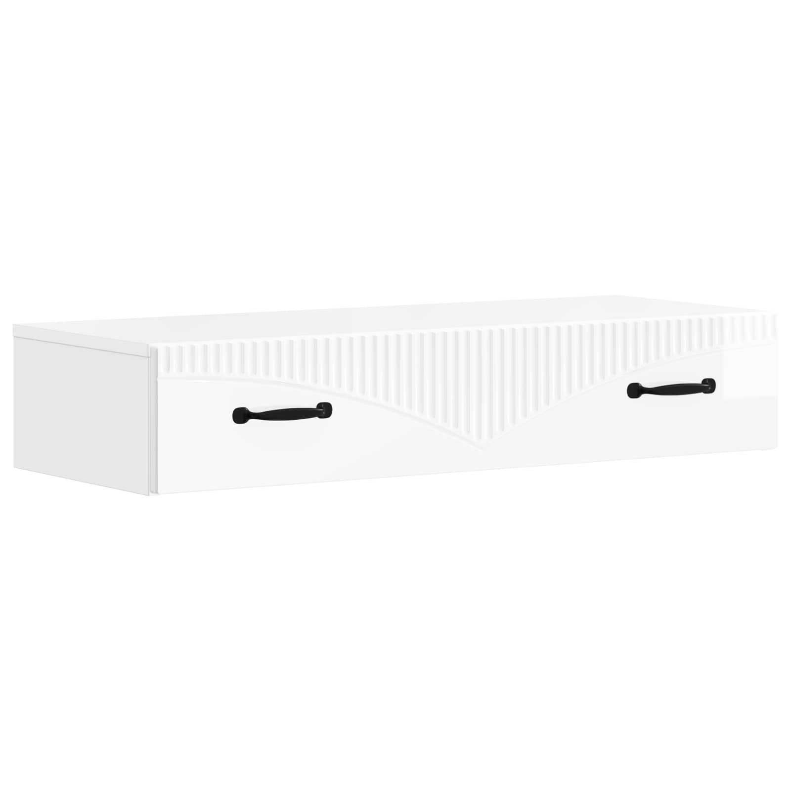 899009_1.jpg vidaXL Nástenný bočný stôl Biela s vysokým leskom 87,5 x 34,5 x 17 cm – Obrázok 1