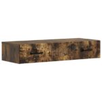vidaXL Nástenný bočný stôl Dymový dub 87,5 x 34,5 x 17 cm
