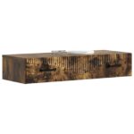 vidaXL Nástenný bočný stôl Dymový dub 87,5 x 34,5 x 17 cm – Obrázok 2