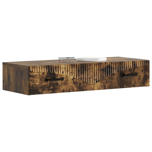 vidaXL Nástenný bočný stôl Dymový dub 87,5 x 34,5 x 17 cm – Obrázok 2