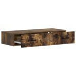 vidaXL Nástenný bočný stôl Dymový dub 87,5 x 34,5 x 17 cm – Obrázok 3