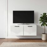 vidaXL Nástenná TV skrinka Biela s vysokým leskom 78,5 x 41 x 30 cm