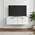 vidaXL Nástenná TV skrinka Biela s vysokým leskom 98 x 41 x 30 cm