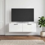 vidaXL Nástenná TV skrinka Biela s vysokým leskom 98 x 31 x 30 cm