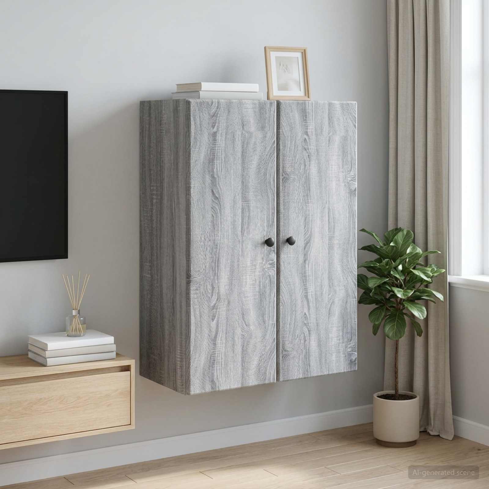 899081_1.jpg vidaXL Nástenná skrinka Sivý Sonoma 66 x 34,5 x 90 cm Kompozitné drevo – Obrázok 1