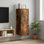 vidaXL Nástenná skrinka Dymový dub 33 x 34,5 x 90 cm Kompozitné drevo – Obrázok 9
