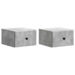vidaXL Nástenná nočná skrinka 2 pcs Betónovo sivá 34,5 x 33 x 20 cm
