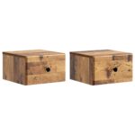 vidaXL Nástenná nočná skrinka 2 pcs Staré drevo 34,5 x 33 x 20 cm