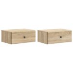 vidaXL Nástenná nočná skrinka 2 pcs Dub sonoma 49 x 34,5 x 20 cm
