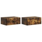 vidaXL Nástenná nočná skrinka 2 pcs Dymový dub 49 x 34,5 x 20 cm