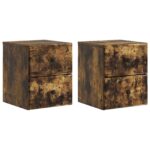 vidaXL Nástenná nočná skrinka 2 pcs Dymový dub 34,5 x 33 x 40 cm