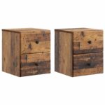 vidaXL Nástenná nočná skrinka 2 pcs Staré drevo 34,5 x 33 x 40 cm