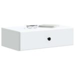 vidaXL Nástenný bočný stôl Biela 59 x 34,5 x 17 cm Kompozitné drevo – Obrázok 2