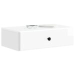 vidaXL Nástenný bočný stôl Biela s vysokým leskom 59 x 34,5 x 17 cm – Obrázok 2