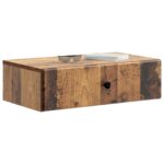 vidaXL Nástenný bočný stôl Staré drevo 59 x 34,5 x 17 cm – Obrázok 2