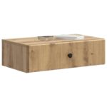 vidaXL Nástenný bočný stôl Dub artisan 59 x 34,5 x 17 cm – Obrázok 2