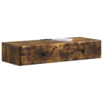 vidaXL Nástenný bočný stôl Dymový dub 87,5 x 34,5 x 17 cm – Obrázok 2