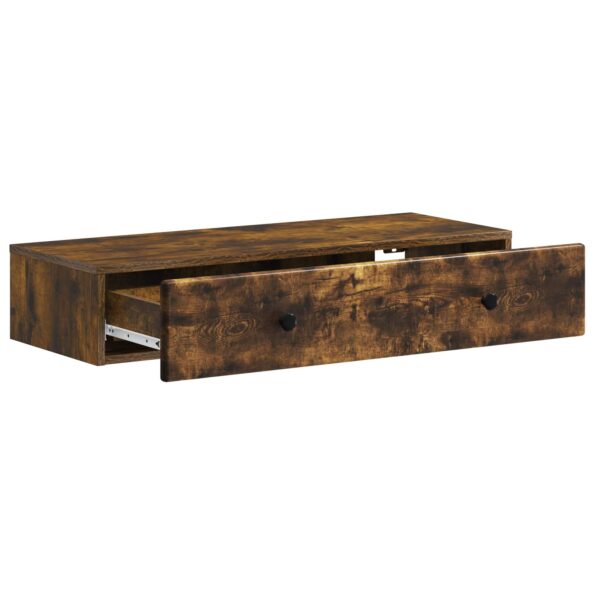 vidaXL Nástenný bočný stôl Dymový dub 87,5 x 34,5 x 17 cm – Obrázok 3