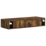 vidaXL Nástenný bočný stôl Dymový dub 87,5 x 34,5 x 17 cm – Obrázok 6