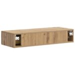 vidaXL Nástenný bočný stôl Dub artisan 87,5 x 34,5 x 17 cm – Obrázok 6
