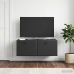 vidaXL Nástenná TV skrinka 78,5 x 41 x 30 cm Čierna Kompozitné drevo