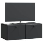 vidaXL Nástenná TV skrinka 78,5 x 41 x 30 cm Čierna Kompozitné drevo – Obrázok 3