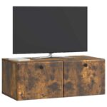 vidaXL Nástenná TV skrinka 78,5 x 41 x 30 cm Dymový dub – Obrázok 3