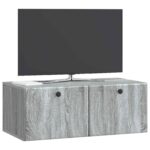 vidaXL Nástenná TV skrinka 78,5 x 41 x 30 cm Sivý Sonoma – Obrázok 3
