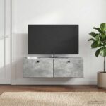 vidaXL Nástenná TV skrinka 98 x 41 x 30 cm Betónovo sivá – Obrázok 4