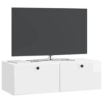 vidaXL Nástenná TV skrinka 98 x 41 x 30 cm Biela s vysokým leskom – Obrázok 3