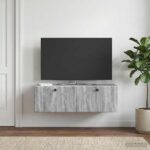 vidaXL Nástenná TV skrinka 98 x 41 x 30 cm Sivý Sonoma – Obrázok 4