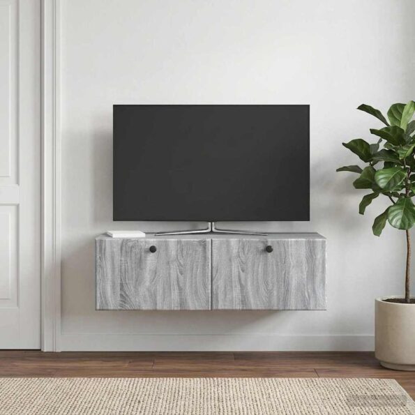 vidaXL Nástenná TV skrinka 98 x 41 x 30 cm Sivý Sonoma – Obrázok 4