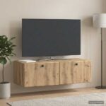 vidaXL Nástenná TV skrinka 98 x 41 x 30 cm Dub artisan – Obrázok 4