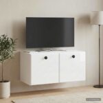 vidaXL Nástenná TV skrinka 59,5 x 31 x 30 cm Biela s vysokým leskom