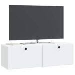 vidaXL Nástenná TV skrinka 98 x 31 x 30 cm Biela Kompozitné drevo – Obrázok 3